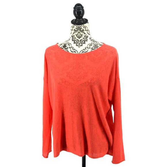 EILEEN FISHER Women's Long Sleeve Bateau Neck Organic Linen‎ Blend Top SIZE XS - Picture 1 of 6